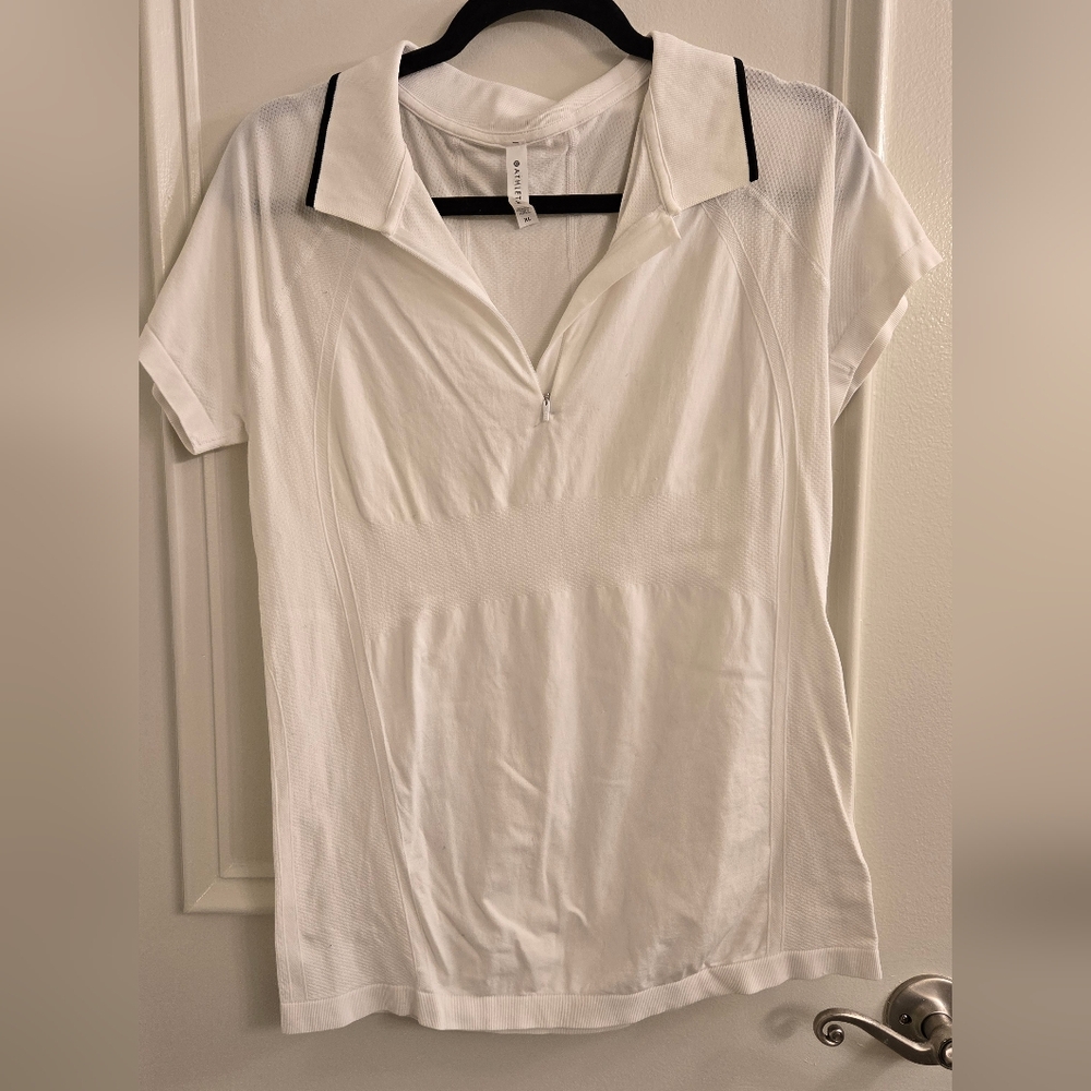 Athleta Momentum Seamless White Polo Tee